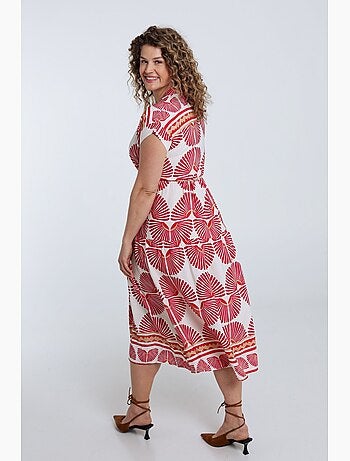 Robe longue en viscose imprimé feuillage PAPRIKA
