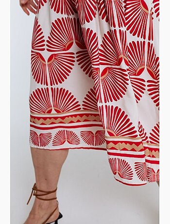 Robe longue en viscose imprimé feuillage PAPRIKA