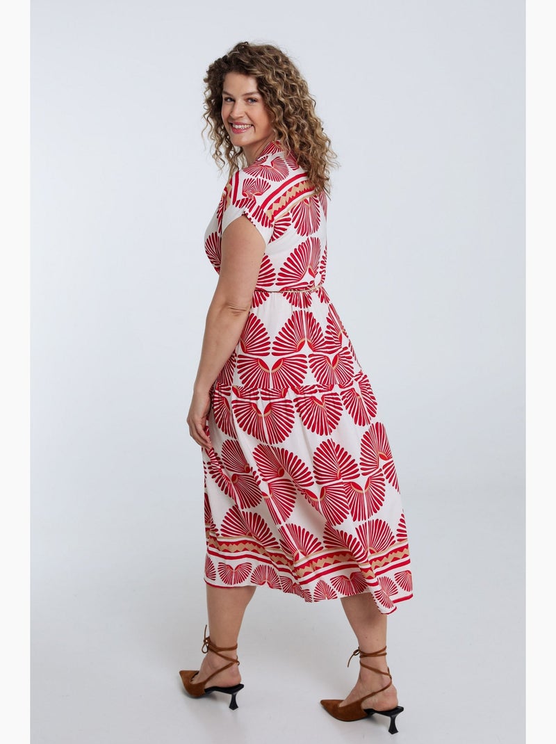 Robe longue en viscose imprimé feuillage PAPRIKA Bleu marine - Kiabi