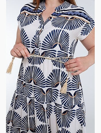 Robe longue en viscose imprimé feuillage PAPRIKA