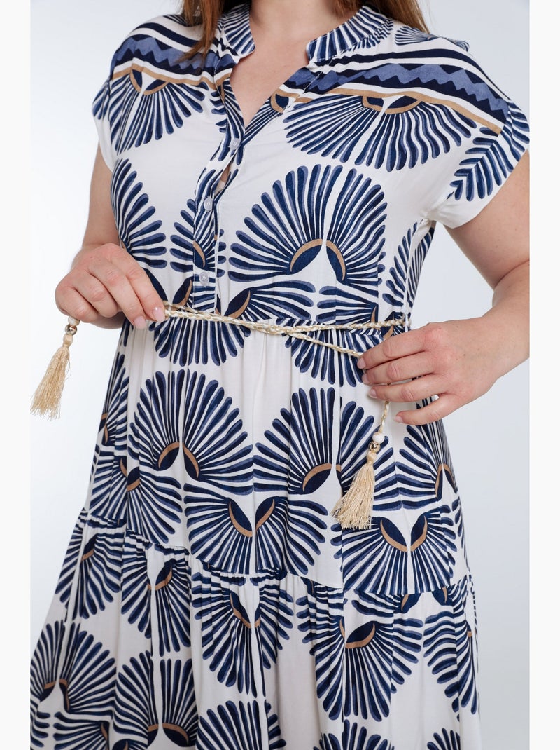 Robe longue en viscose imprimé feuillage PAPRIKA Rouge - Kiabi