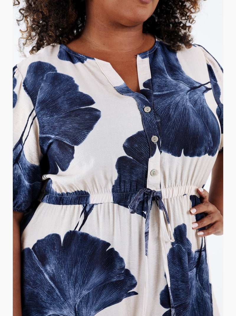 Robe longue en viscose imprimé feuillage PAPRIKA Vert - Kiabi