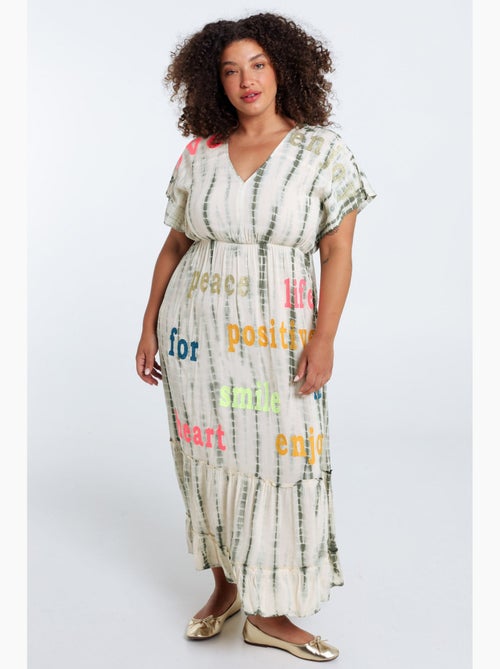Robe longue en viscose imprimé tie&dye PAPRIKA - Kiabi