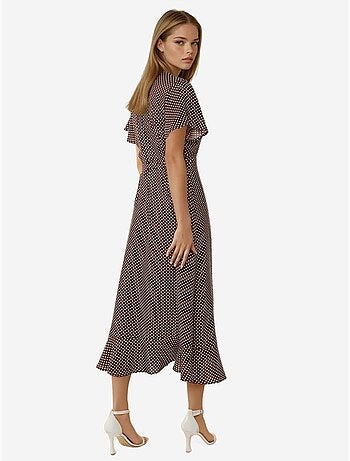 Robe longue en viscose imprimée à col en V