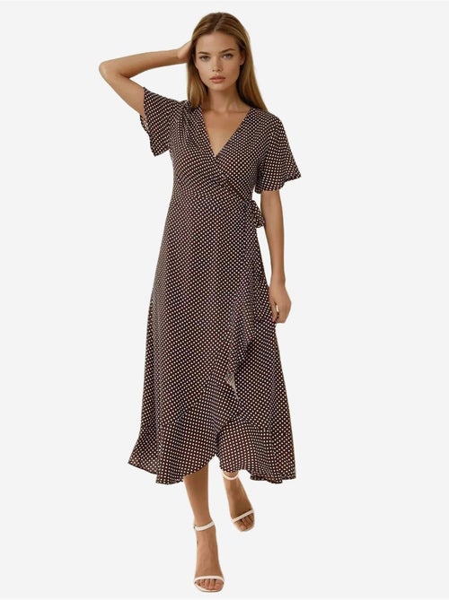 Robe longue en viscose imprimée à col en V - Kiabi