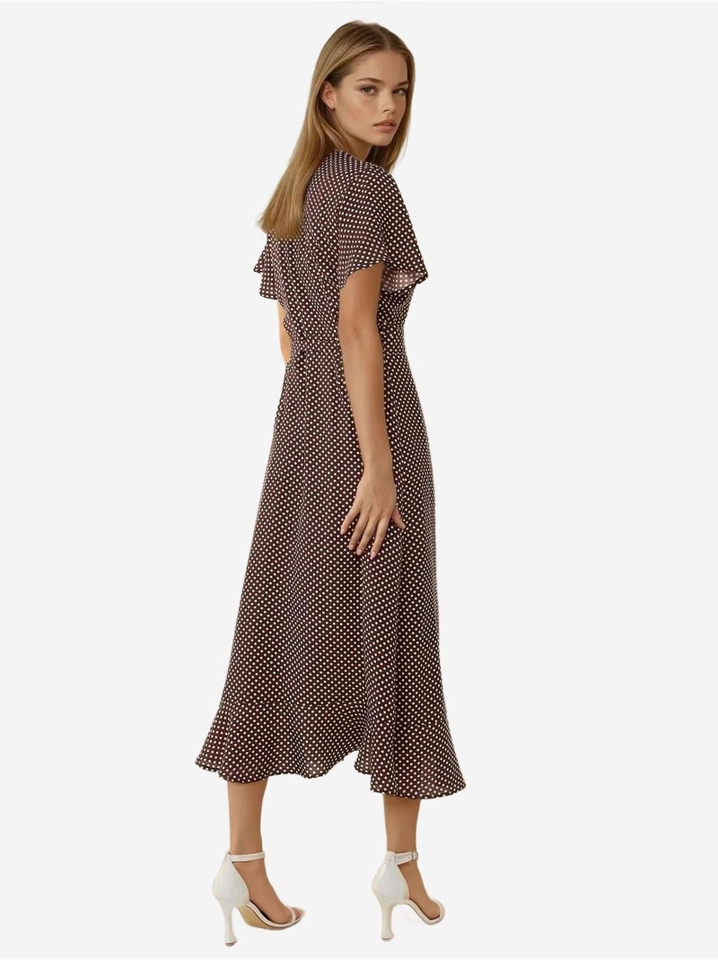 Robe longue en viscose imprimée à col en V Rouge bordeaux - Kiabi