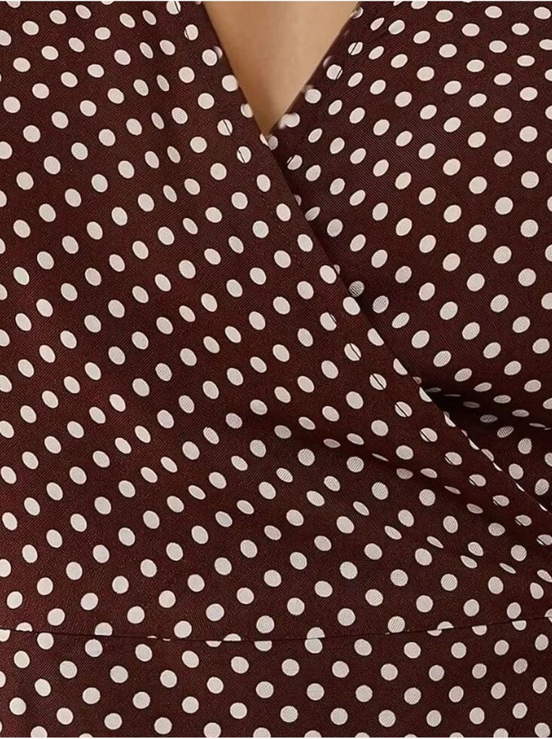 Robe longue en viscose imprimée à col en V Rouge bordeaux - Kiabi