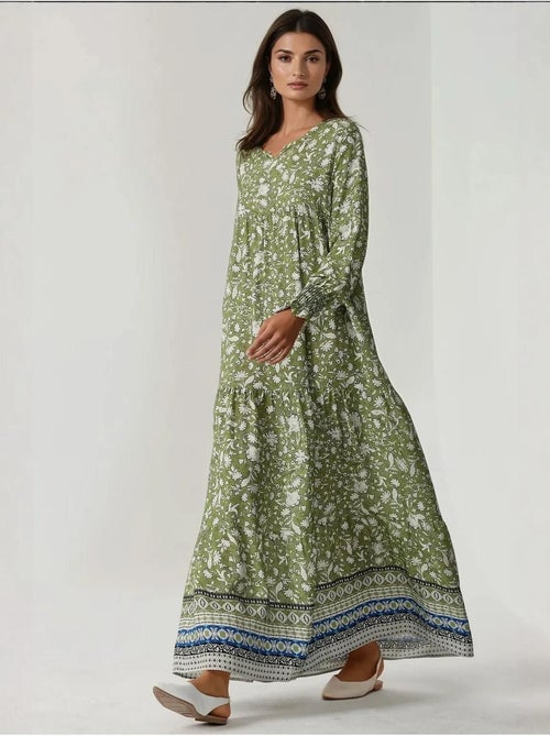 Robe longue en viscose imprimée à col ras du cou - Kiabi Robe longue en viscose imprimée à col ras du cou - Kiabi