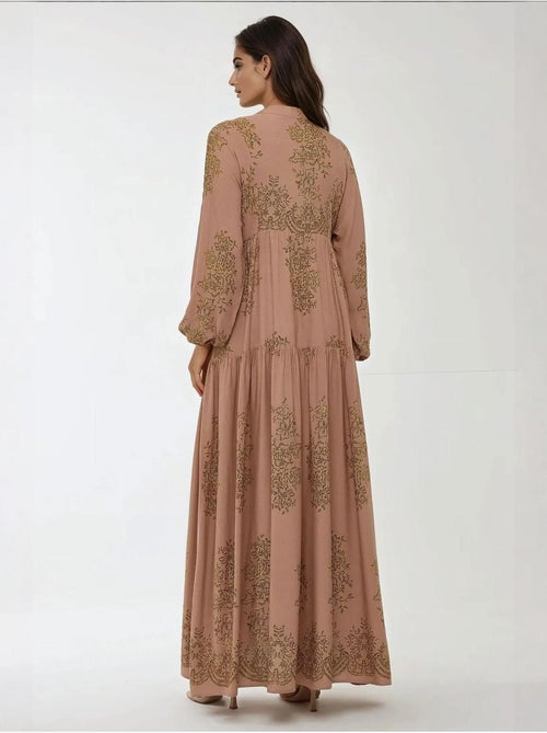 Robe longue en viscose imprimée avec col chemise - Kiabi