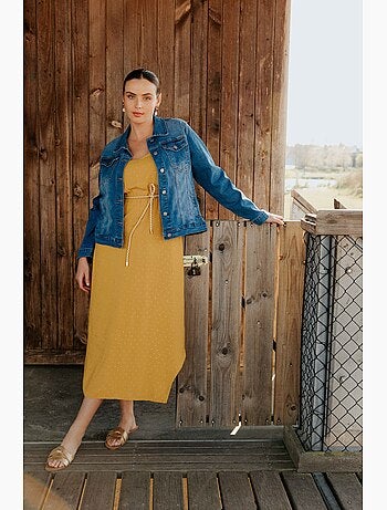 Robe longue en viscose unie avec lurex