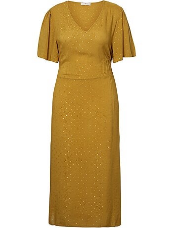 Robe longue en viscose unie avec lurex