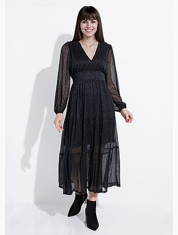 Robe longue en voile effet pailleté - AFIBEL
