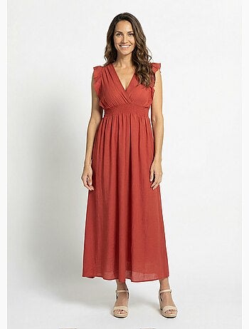 Robe longue encolure V + dos nu et liens - AFIBEL