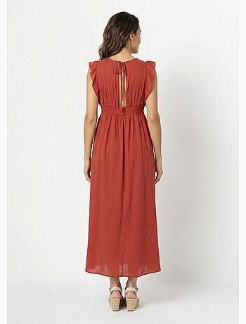 Robe longue encolure V + dos nu et liens - AFIBEL