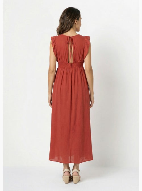 Robe longue encolure V + dos nu et liens - AFIBEL - Kiabi Robe longue encolure V + dos nu et liens - AFIBEL - Kiabi