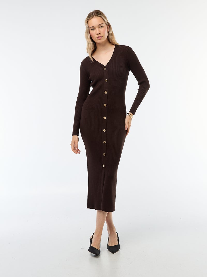 Robe longue esprit gilet Marron - Kiabi