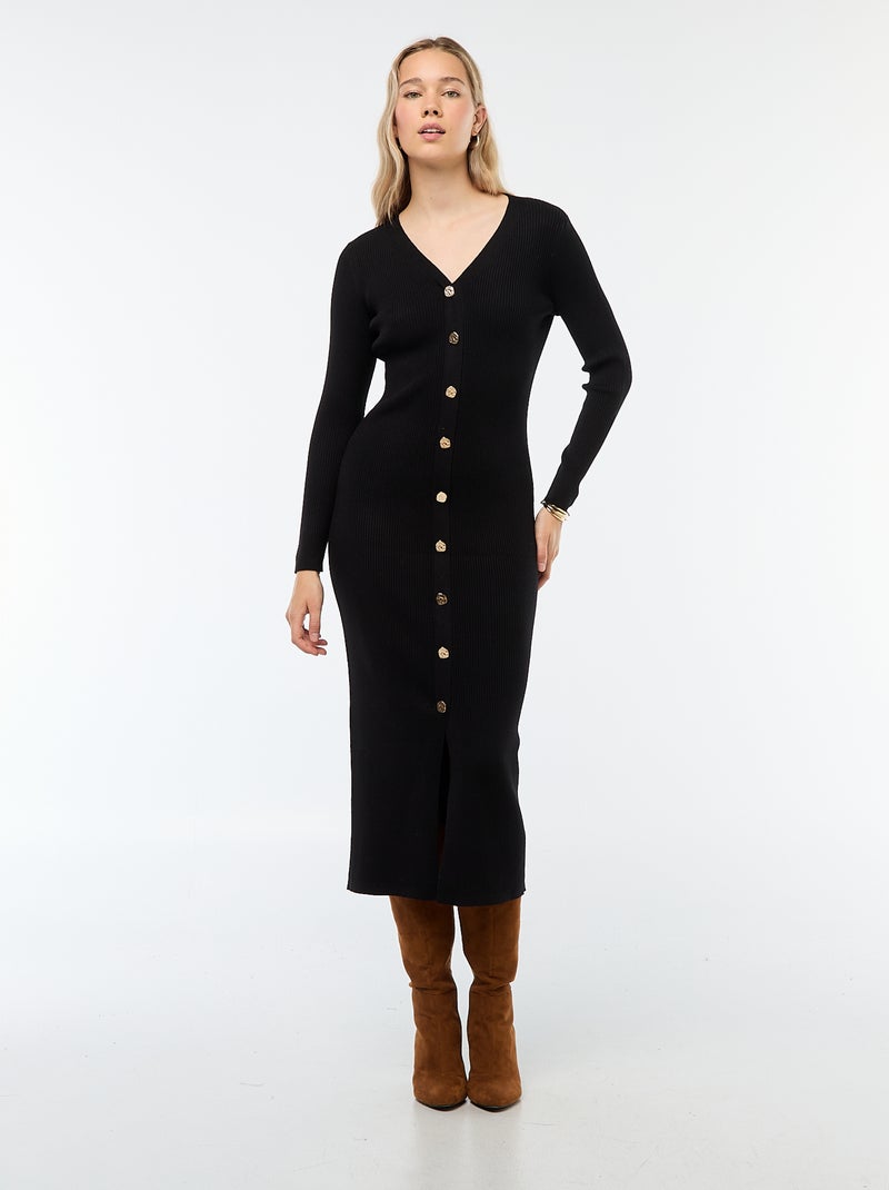 Robe longue esprit gilet Noir - Kiabi