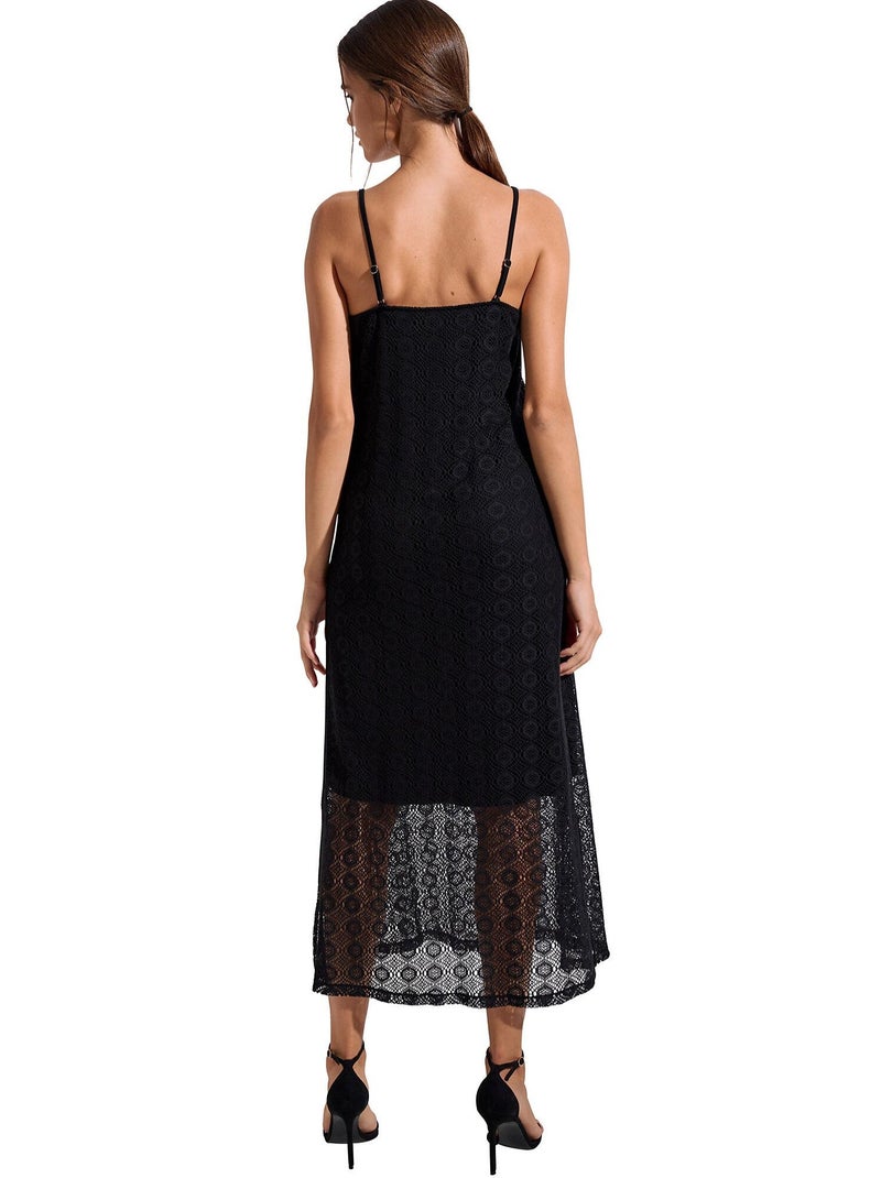 Robe longue estivale à bretelles Rimini Noir - Kiabi