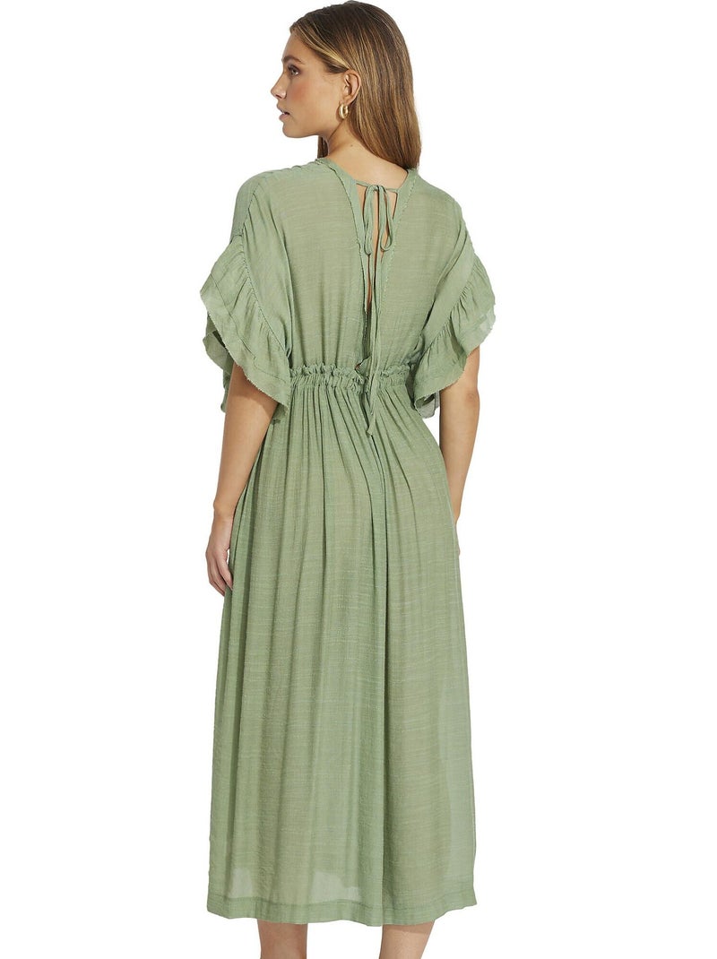 Robe longue estivale à volants Mojito Vert - Kiabi
