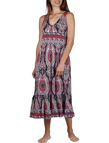 Robe longue estivale Blue Paisley bleu