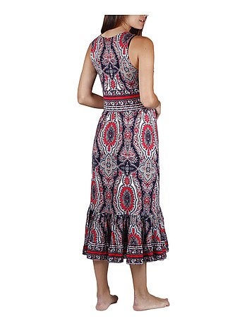Robe longue estivale Blue Paisley bleu