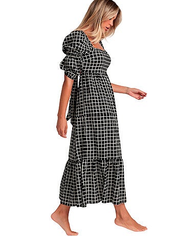Robe longue estivale demi-manches col carré Dreams