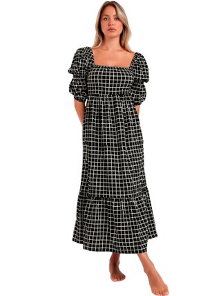 Robe longue estivale demi-manches col carré Dreams