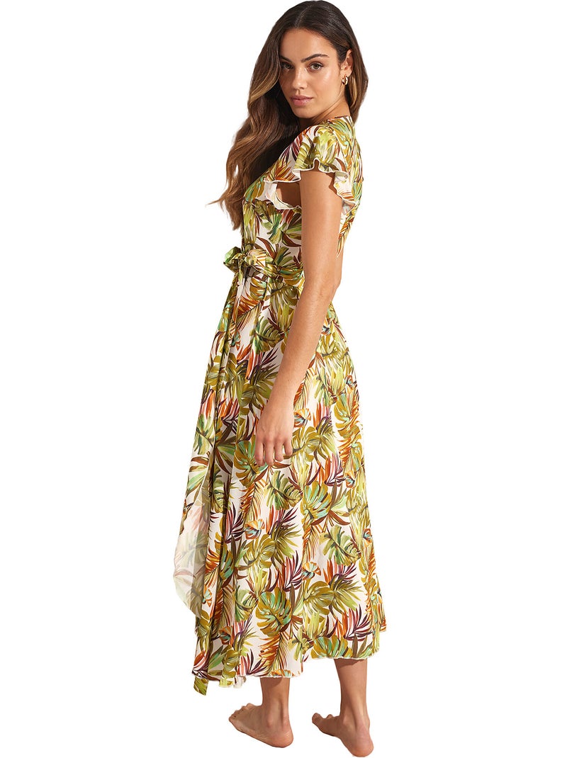 Robe longue estivale manches courtes JADE Ecru - Kiabi