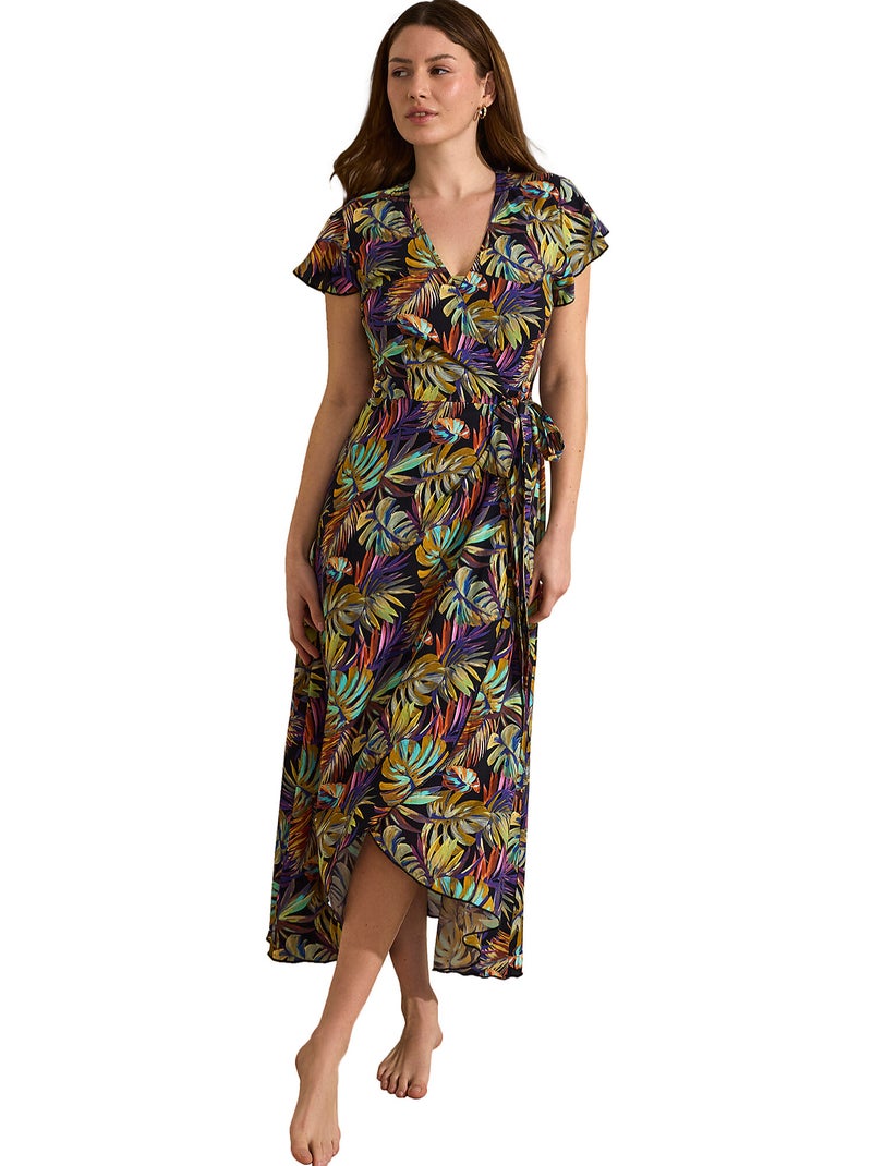 Robe longue estivale manches courtes JADE Noir - Kiabi