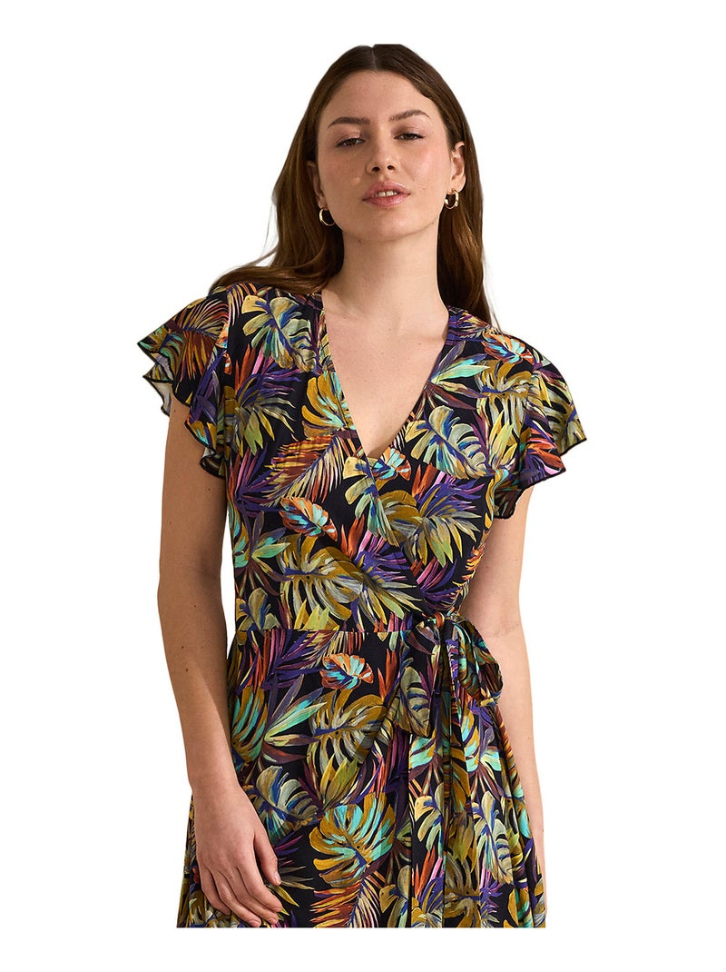 Robe longue estivale manches courtes JADE Noir - Kiabi