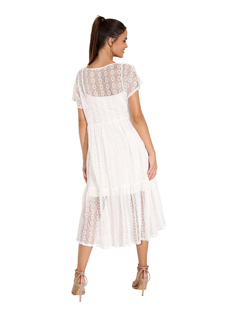 Robe longue estivale manches courtes Rimini Ecru - Kiabi
