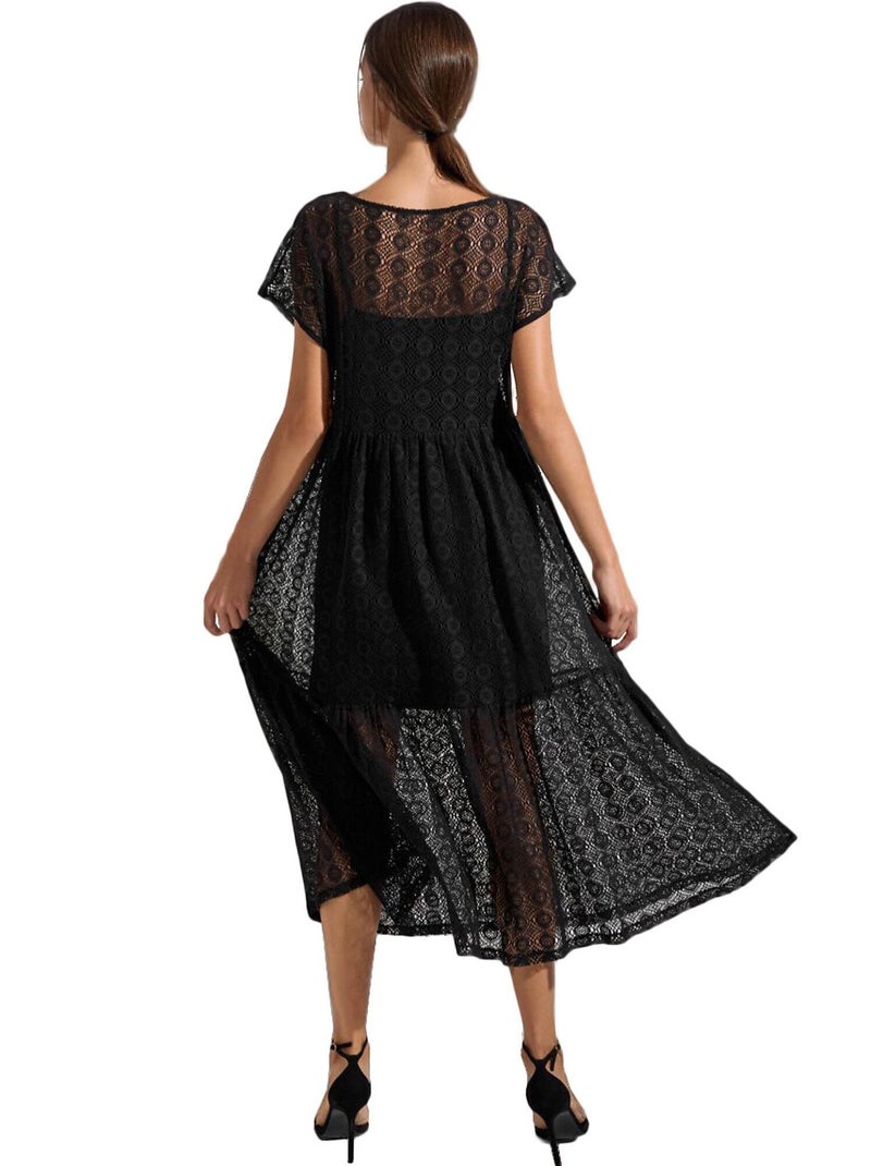 Robe longue estivale manches courtes Rimini Noir - Kiabi