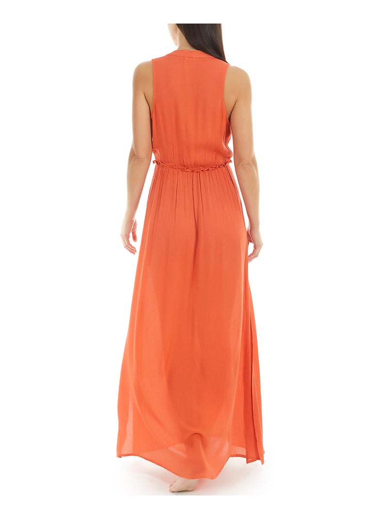 Robe longue estivale sans manches Orange corail - Kiabi