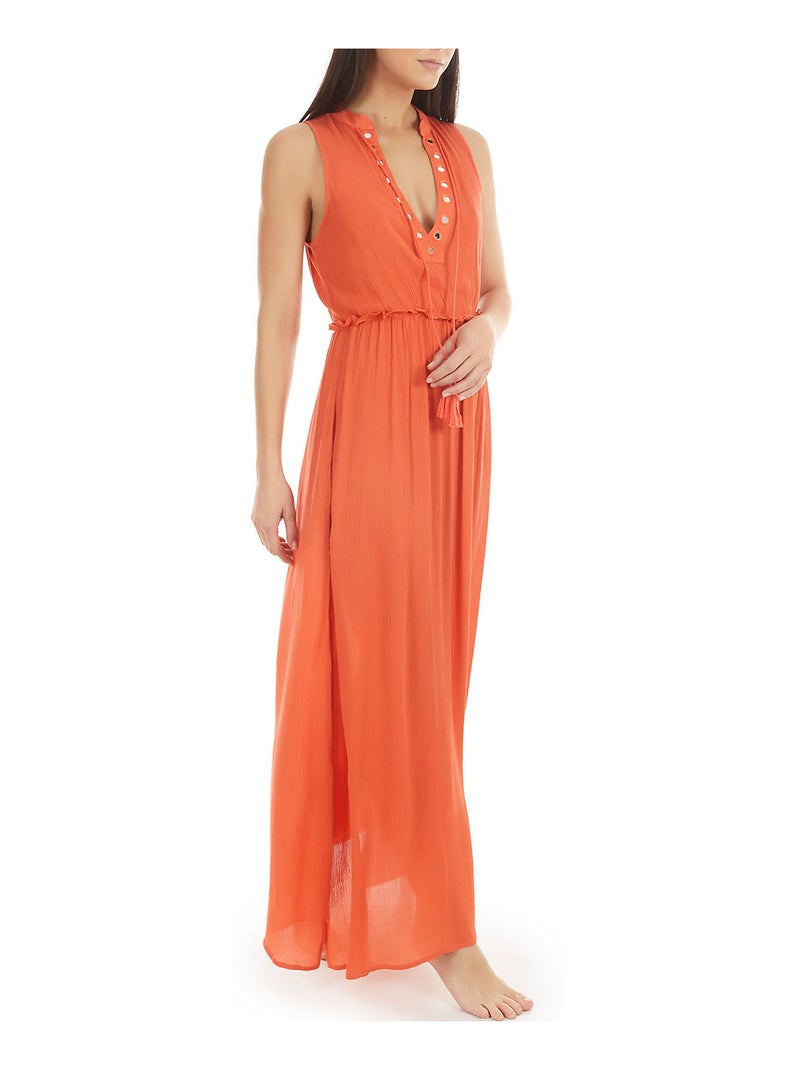 Robe longue estivale sans manches Orange corail - Kiabi