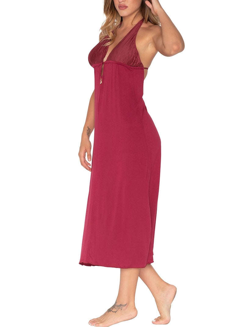 Robe longue estivale Scarlet Bordeaux - Kiabi