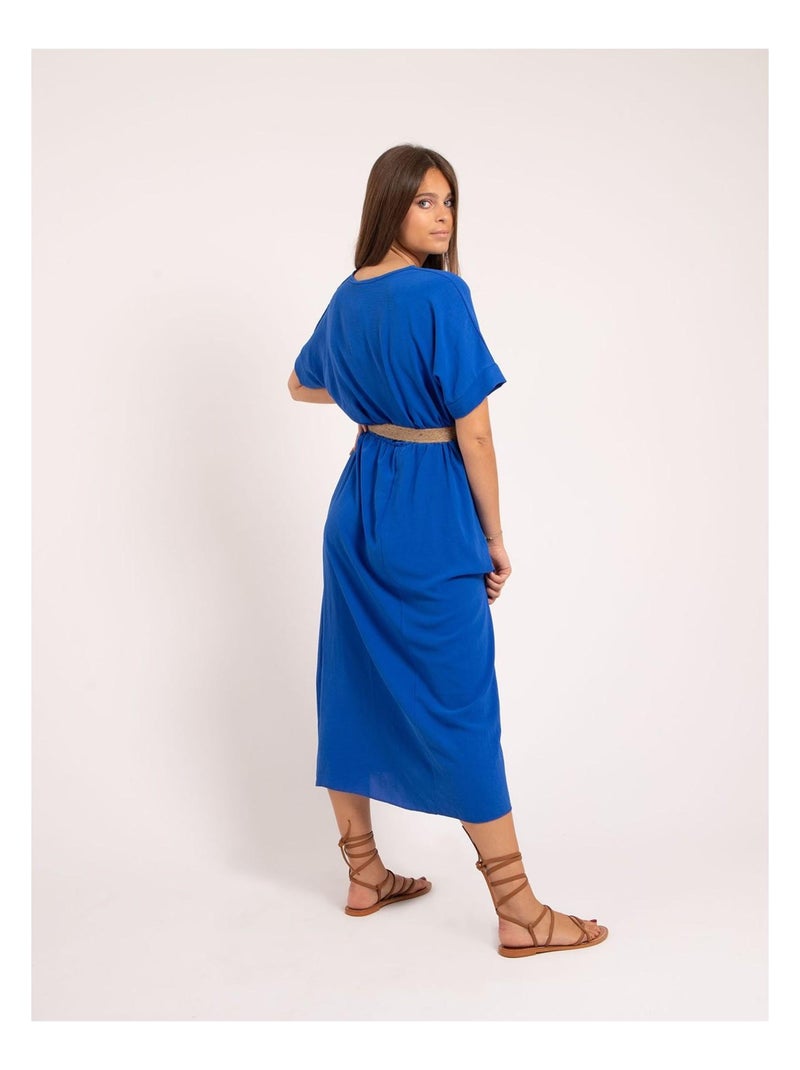 Robe longue et ceinture ICALEST Bleu roi - Kiabi