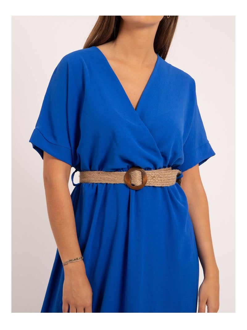 Robe longue et ceinture ICALEST Bleu roi - Kiabi