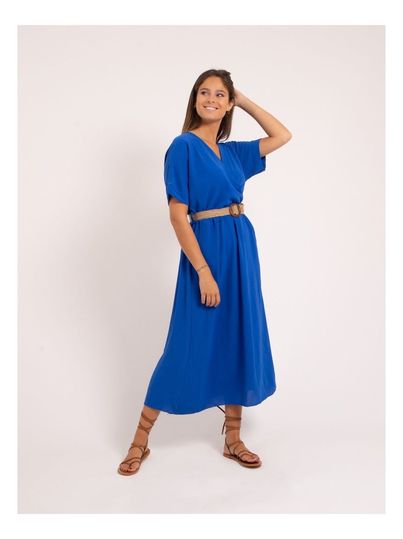 Robe longue et ceinture ICALEST Bleu roi - Kiabi