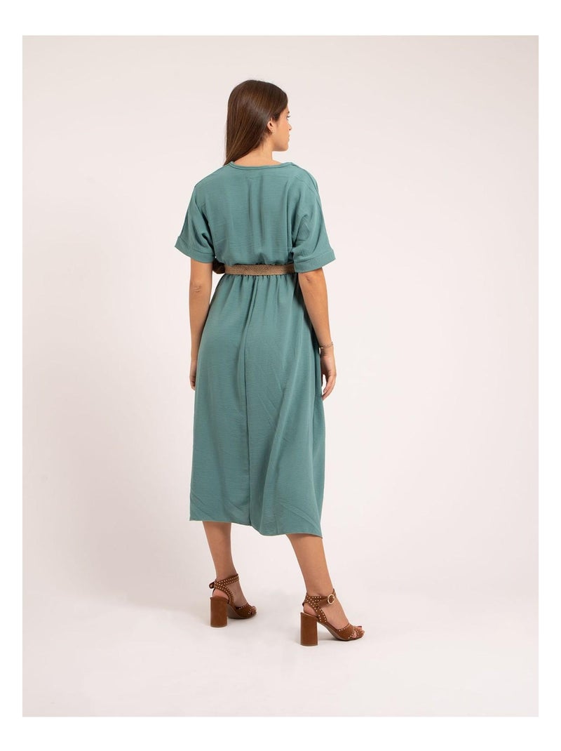Robe longue et ceinture ICALEST Vert d'eau - Kiabi