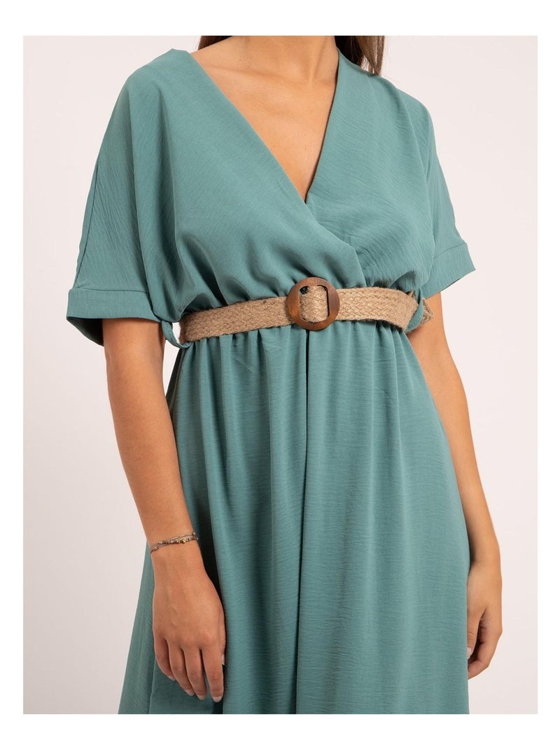 Robe longue et ceinture ICALEST Vert d'eau - Kiabi