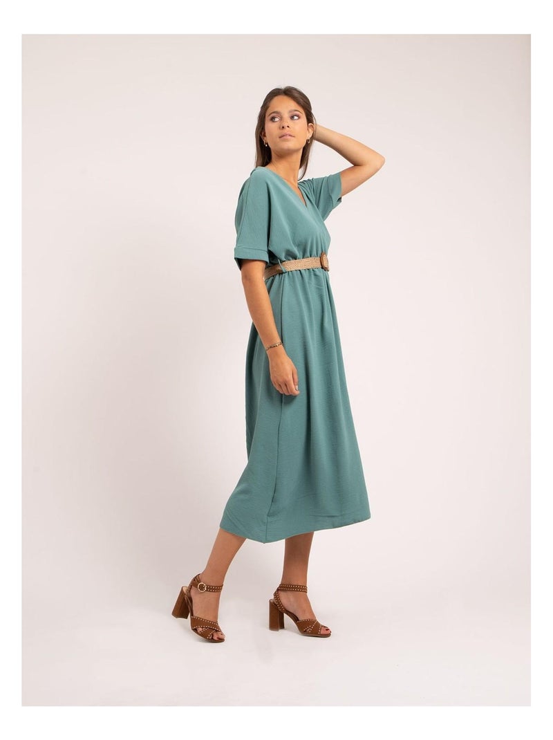 Robe longue et ceinture ICALEST Vert d'eau - Kiabi
