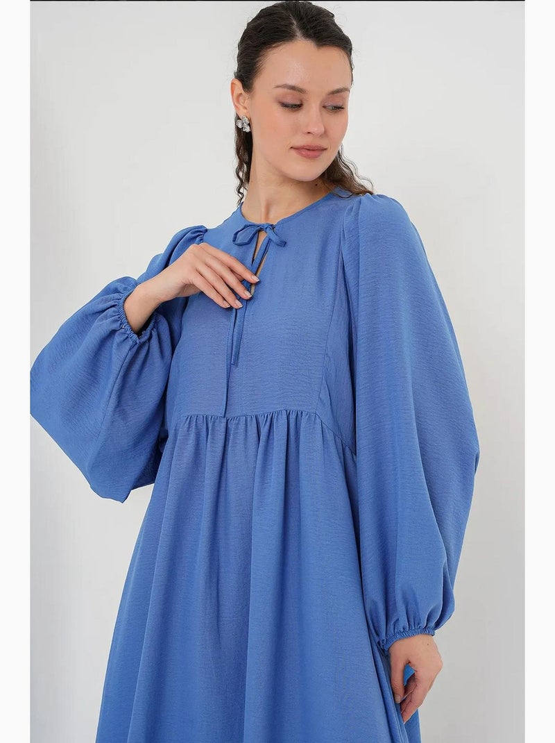 Robe longue et modeste à manches ballon bdart Bleu - Kiabi