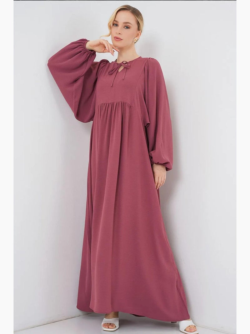 Robe longue et modeste à manches ballon bdart Vieux rose - Kiabi