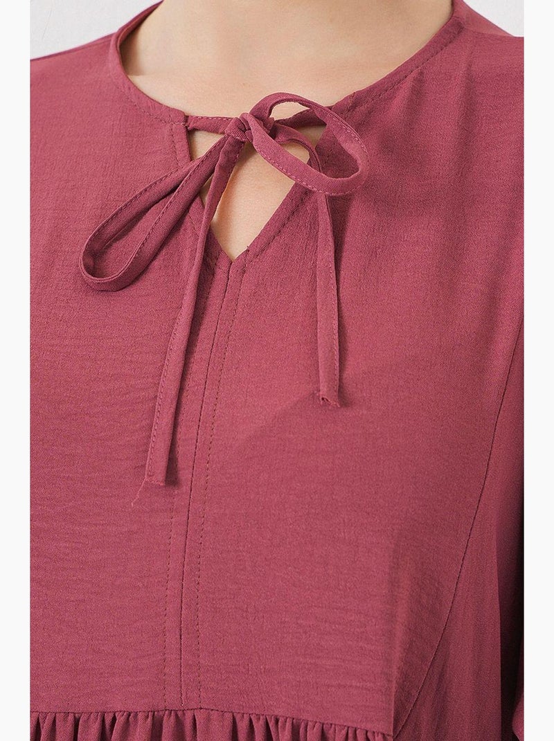 Robe longue et modeste à manches ballon bdart Vieux rose - Kiabi