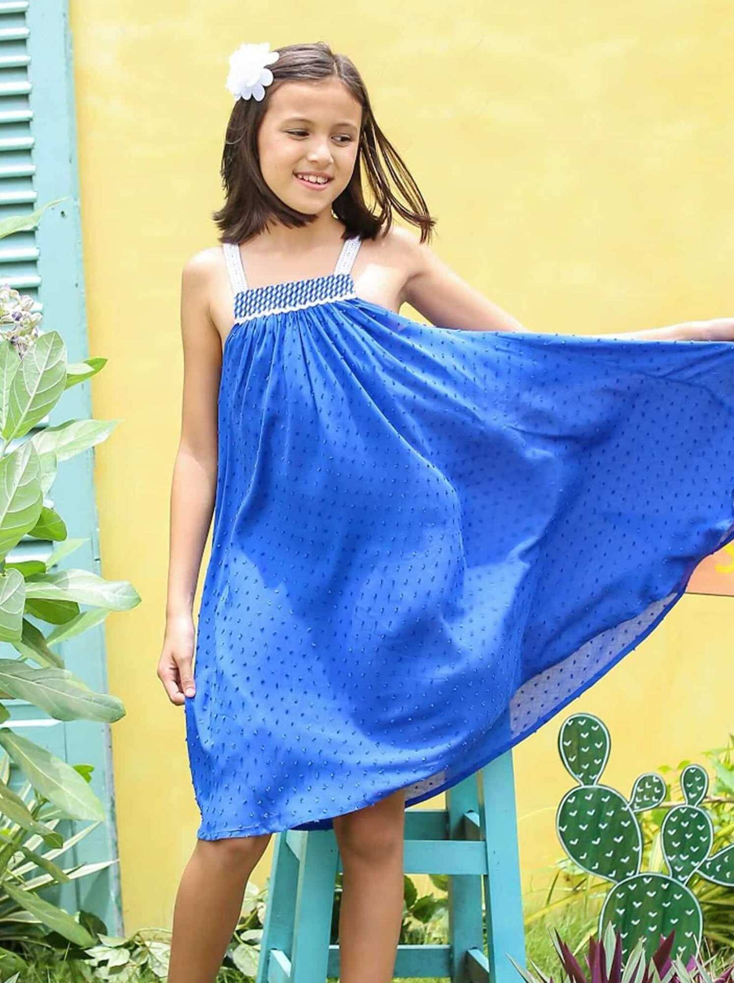 Robe D'été Fleurie Pour Fille BLUE ZOO - Taille 5 Ans, Bleue, Sans Manches, Genou