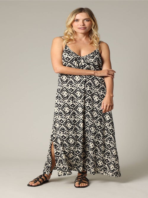 Robe longue ethnique à fines bretelles en crêpe de viscose 'Deeluxe' - Kiabi