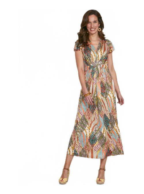 Robe longue évasée imprimé safari - AFIBEL - Kiabi