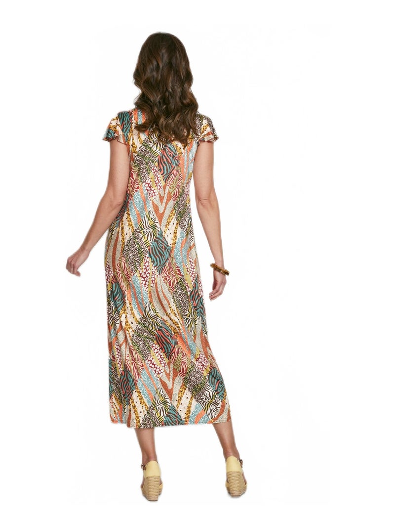 Robe longue évasée imprimé safari - AFIBEL Multicolore - Kiabi