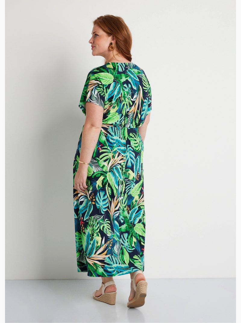 Robe longue évasée imprimé tropical - Afibel Vert - Kiabi