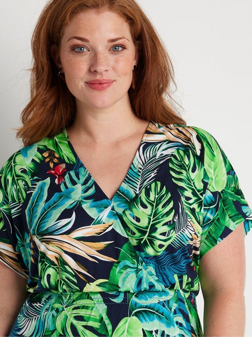 Robe longue évasée imprimé tropical - Afibel - Kiabi